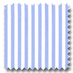 White with Light Blue Bengal Stripe Pinpoint - Custom Dress Shirt