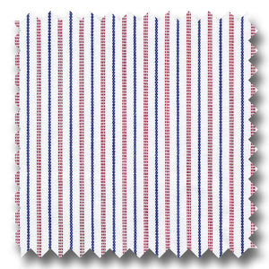 Navy and Red Stripe 140 2Ply Broadcloth - Custom Dress Shirt