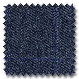 Navy with Blue Check Herringbone Super 110's Wool