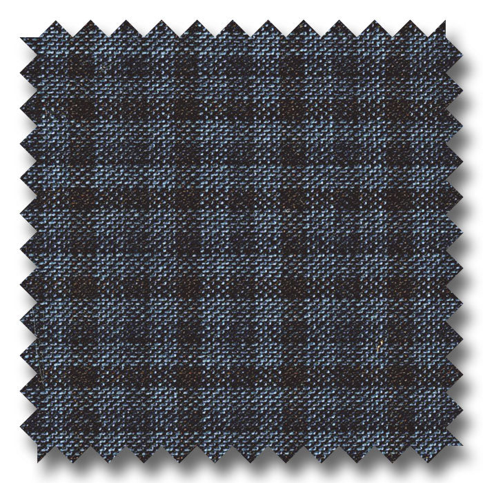 Blue with Gray Check Super 110's Wool