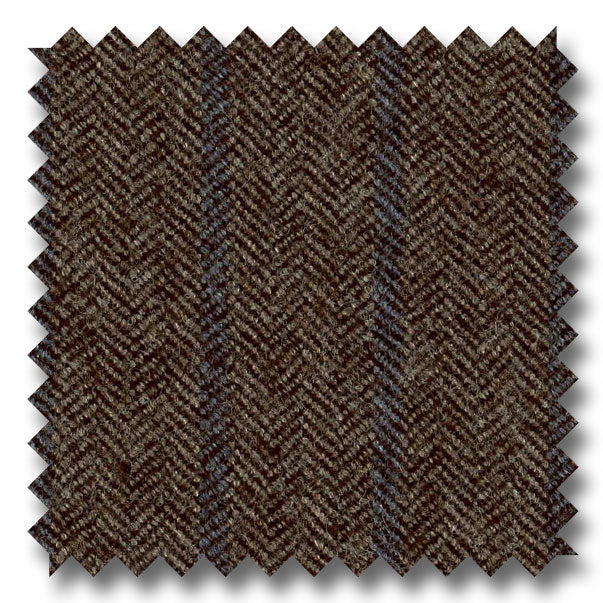 Zegna Brown & Blue Stripe Herringbone