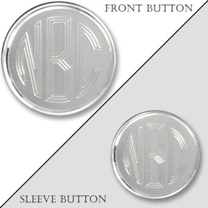 Rhodium Electroplated Monogram Blazer Button with Satin Finish