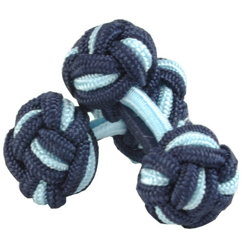 Navy and Light Blue Silk Knot Cufflinks