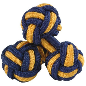Blue and Yellow Silk Knot Cufflinks