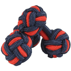Navy and Red Silk Knot Cufflinks