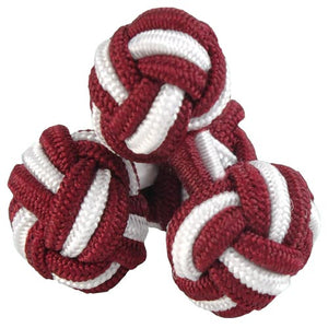 Burgundy and White Silk Knot Cufflinks
