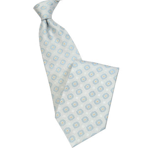 Light Gray with Blue Medallion Tie