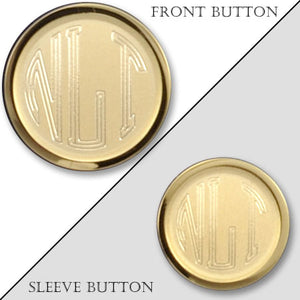 Rimmed Sandblasted Gold Monogram Blazer Button