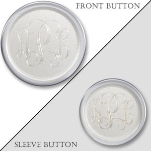 Rhodium Electroplated Sandblasted Monogram Blazer Button