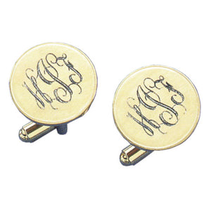 Dome Satin Border 24K Gold Monogram Cufflinks