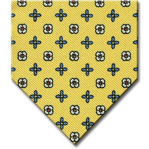Gold with Medium Blue Floral Pattern Tie