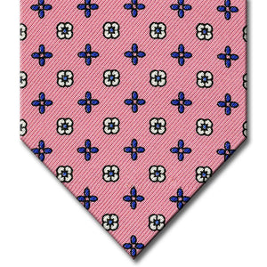 Pink with Medium Blue Floral Pattern Tie