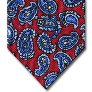 Red and Medium Blue Paisley Tie
