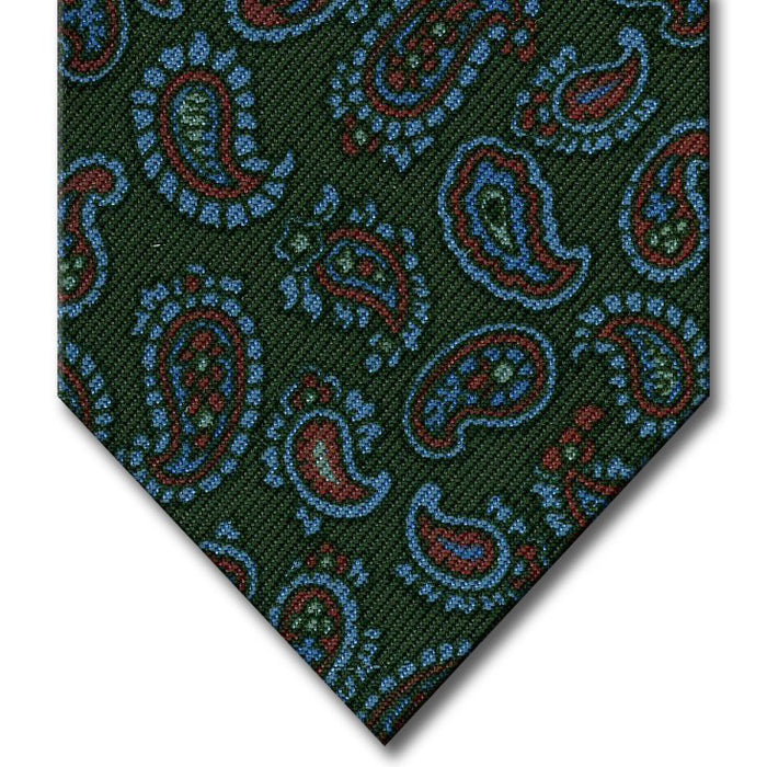 Green and Medium Blue Paisley Tie