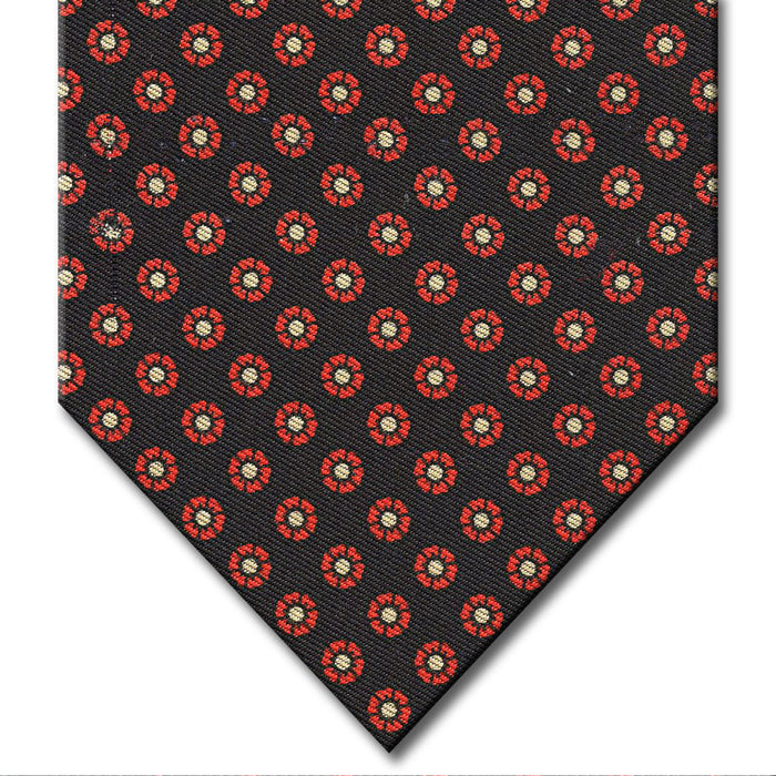 Black with Red Floral Pattern Tie
