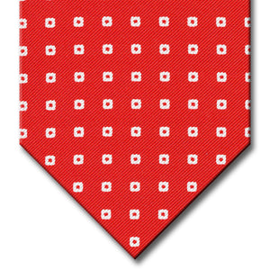 Red with White Geometric Pattern Tie