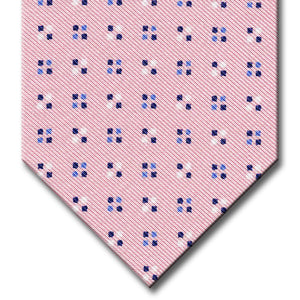 Pink with Blue Geometric Pattern Tie