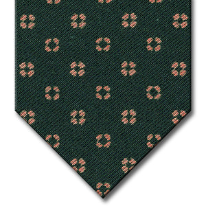 Green with Orange Floral Pattern Tie