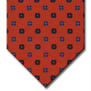 Orange with Blue Floral Pattern Tie