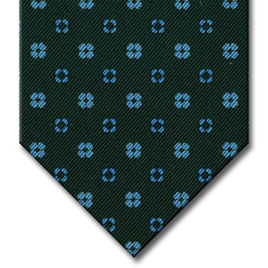 Green with Medium Blue Floral Pattern Tie