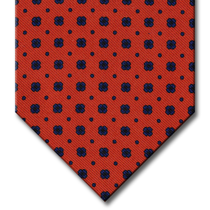 Orange with Navy Floral Pattern Tie