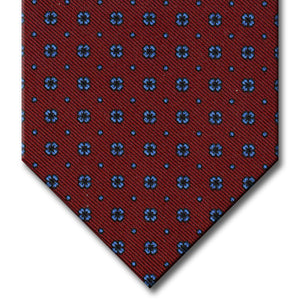 Burgundy with Medium Blue Floral Pattern Tie