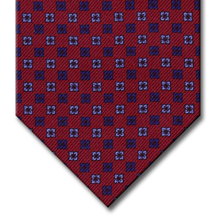 Burgundy with Navy and Light Blue Floral Pattern Tie