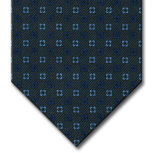 Green with Navy and Light Blue Floral Pattern Tie