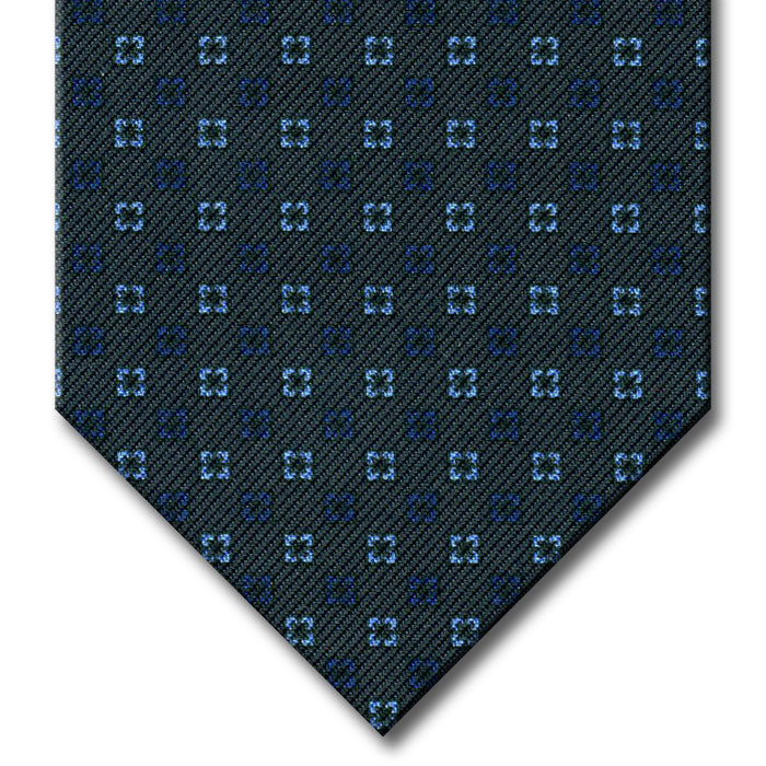 Green with Navy and Light Blue Floral Pattern Tie