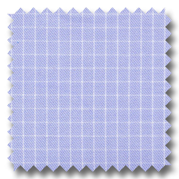 Light Blue Check 200 2Ply Broadcloth - Custom Dress Shirt