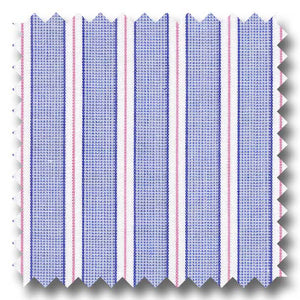 Blue and Pink Stripe 2Ply Broadcloth - Custom Dress Shirt