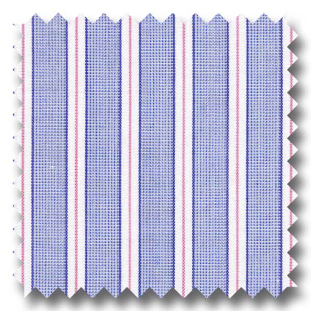 Blue and Pink Stripe 2Ply Broadcloth - Custom Dress Shirt