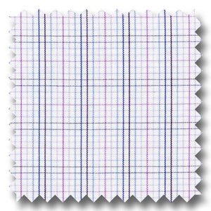 Blue and Burgundy Multiple Check 2Ply Broadcloth - Custom Dress Shirt