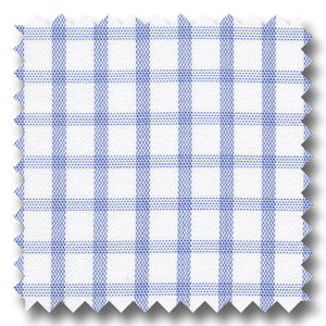 Medium Blue Check 200 2Ply Broadcloth - Custom Dress Shirt