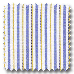 Blue and Yellow Stripe 2Ply Broadcloth - Custom Dress Shirt