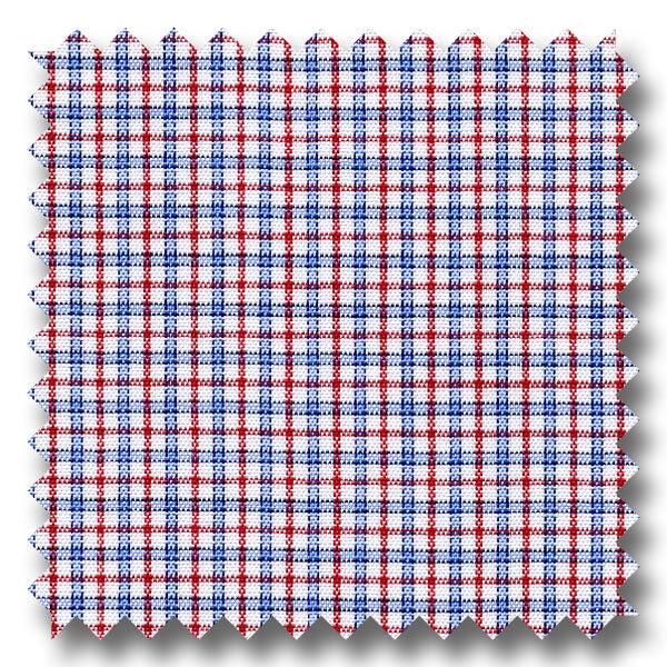 Blue and Red Check 170 2Ply Broadcloth - Custom Dress Shirt