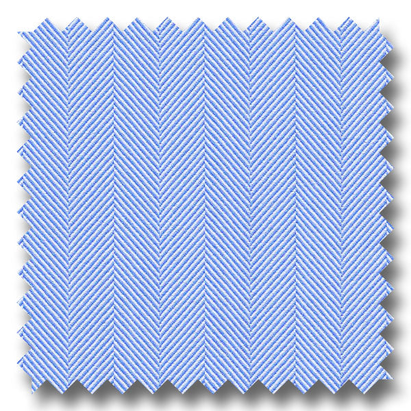 Blue Herringbone 140 2Ply Twill - Custom Dress Shirt