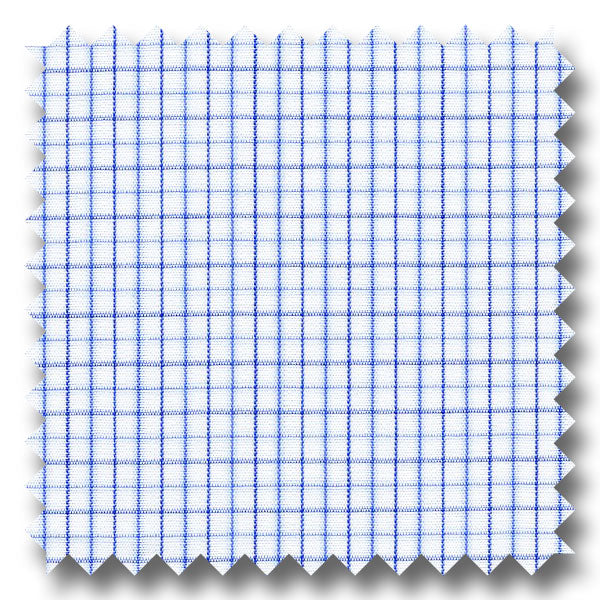 Light Blue and Navy Check 240 2Ply Poplin - Custom Dress Shirt