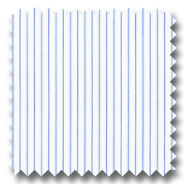 Light Blue and Navy Stripe 240 2Ply Poplin - Custom Dress Shirt