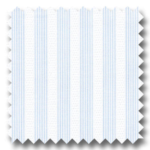 Light Blue and Raised White Stripe 170 2Ply Broadcloth - Custom Dress Shirt
