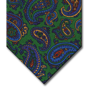 Green with Navy and Blue Paisley Tie