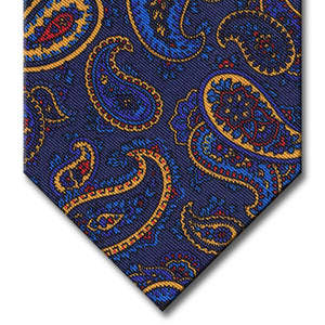 Navy with Blue and Gold Paisley Tie