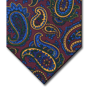 Burgundy with Blue and Gold Paisley Tie