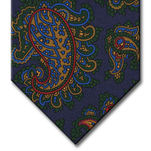 Navy with Green and Gold Paisley Tie