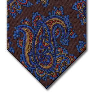 Brown with Blue and Gold Paisley Tie