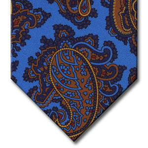 Light Blue with Navy and Gold Paisley Tie