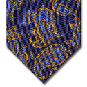 Navy with Gold and Blue Paisley Tie