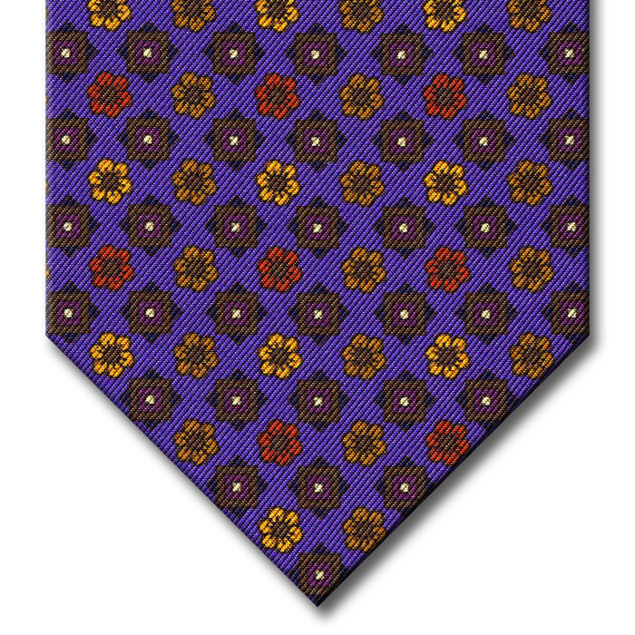 Purple with Brown and Gold Floral Pattern Tie