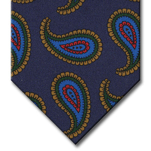 Navy with Tan and Green Paisley Tie
