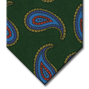 Green with Blue and Tan Paisley Tie